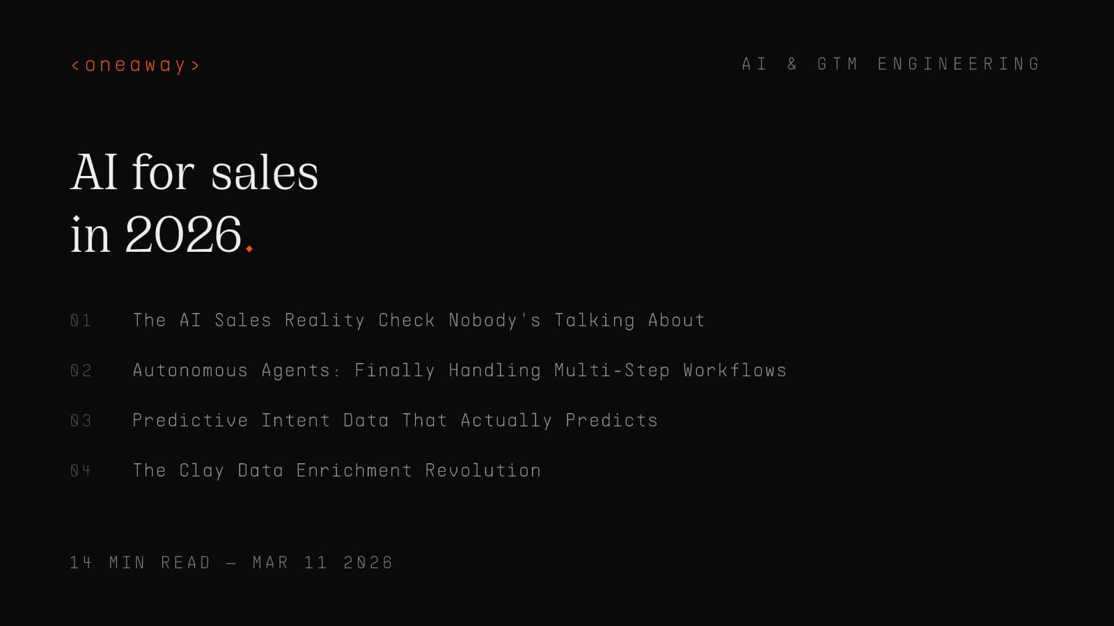 AI for sales in 2026 — what's working now (autonomous agents, intent data, enrichment), what's overhyped, and what's next.