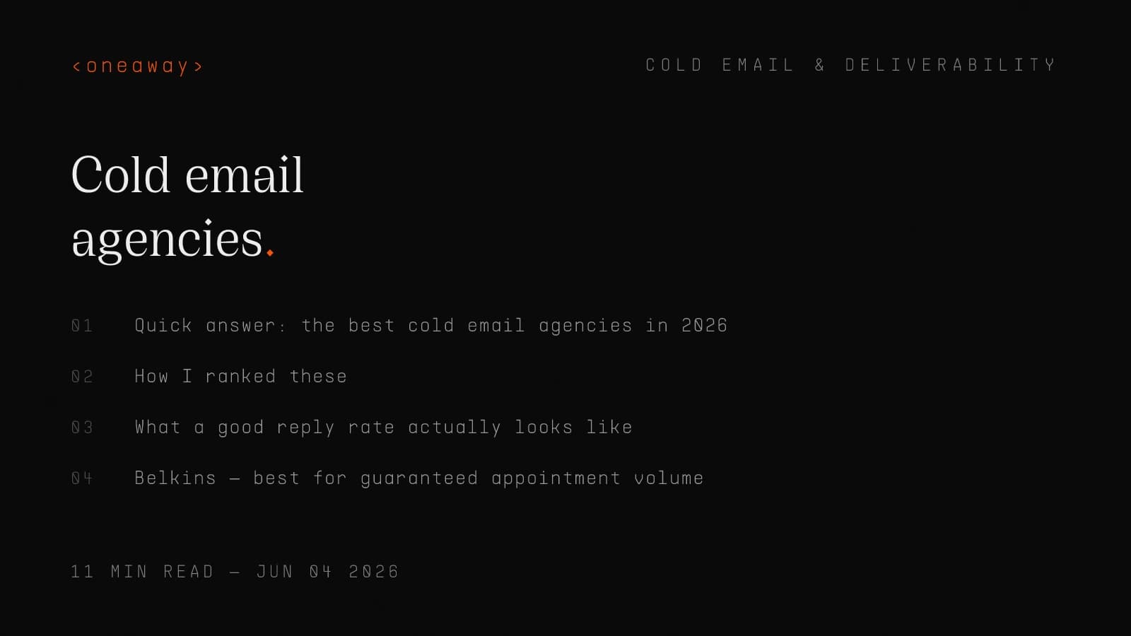 Best cold email agencies in 2026, ranked by results — judging agency promises against real reply-rate benchmarks.