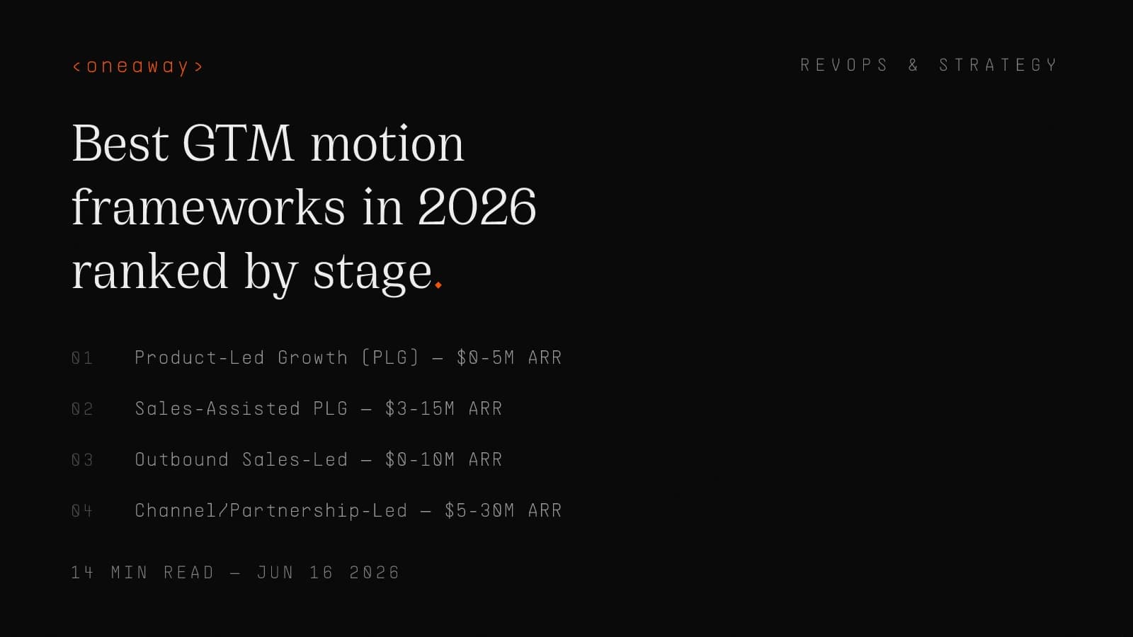 Best GTM Motion Frameworks in 2026, Ranked by Stage