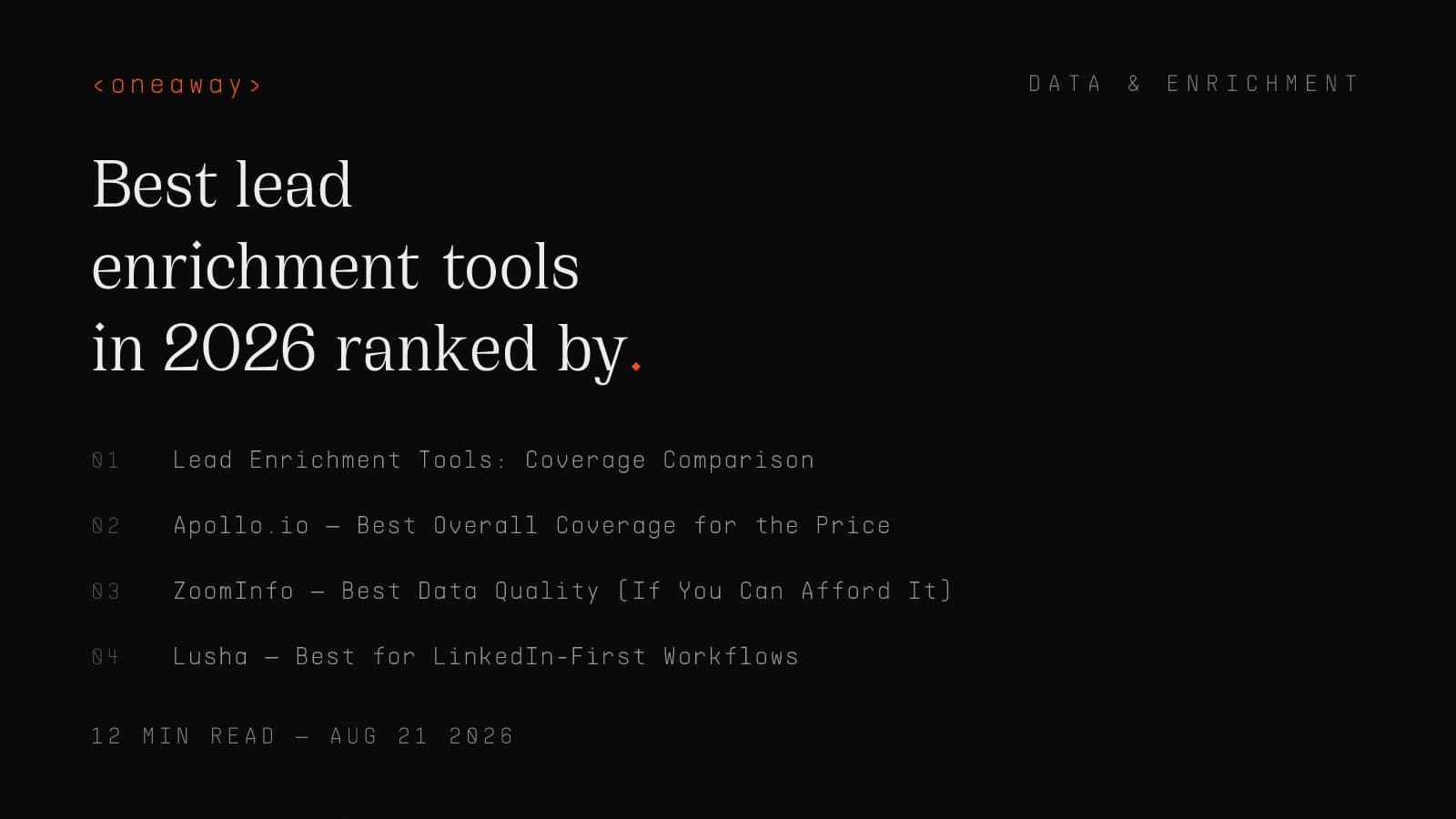 Best Lead Enrichment Tools in 2026, Ranked by Data Coverage