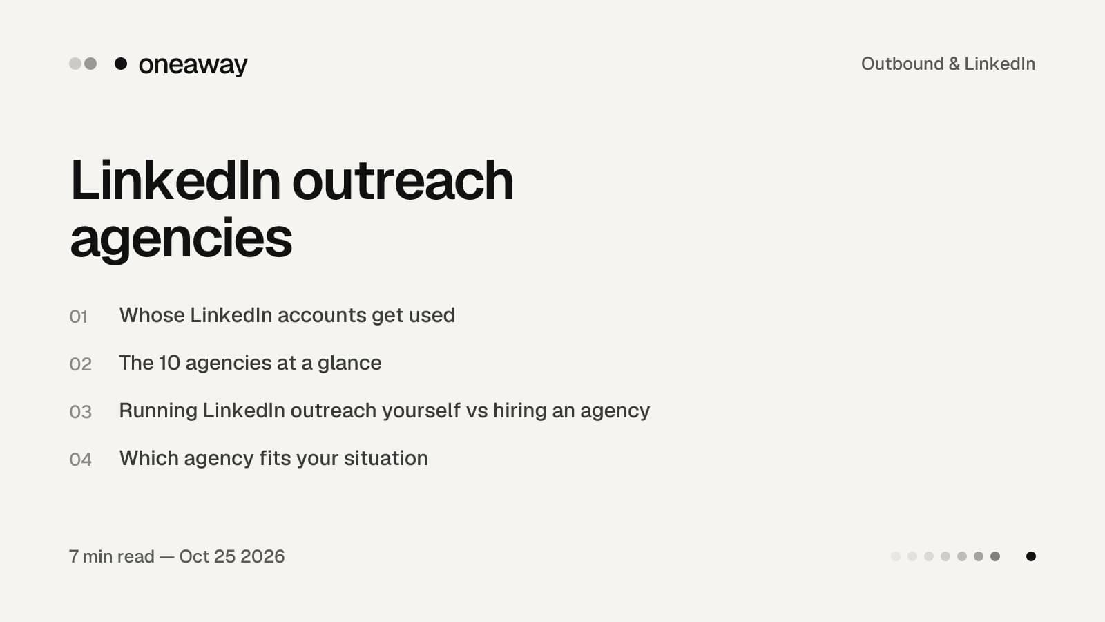 Best LinkedIn outreach agencies for B2B SaaS in 2026: whose accounts each agency uses, with published prices and terms.