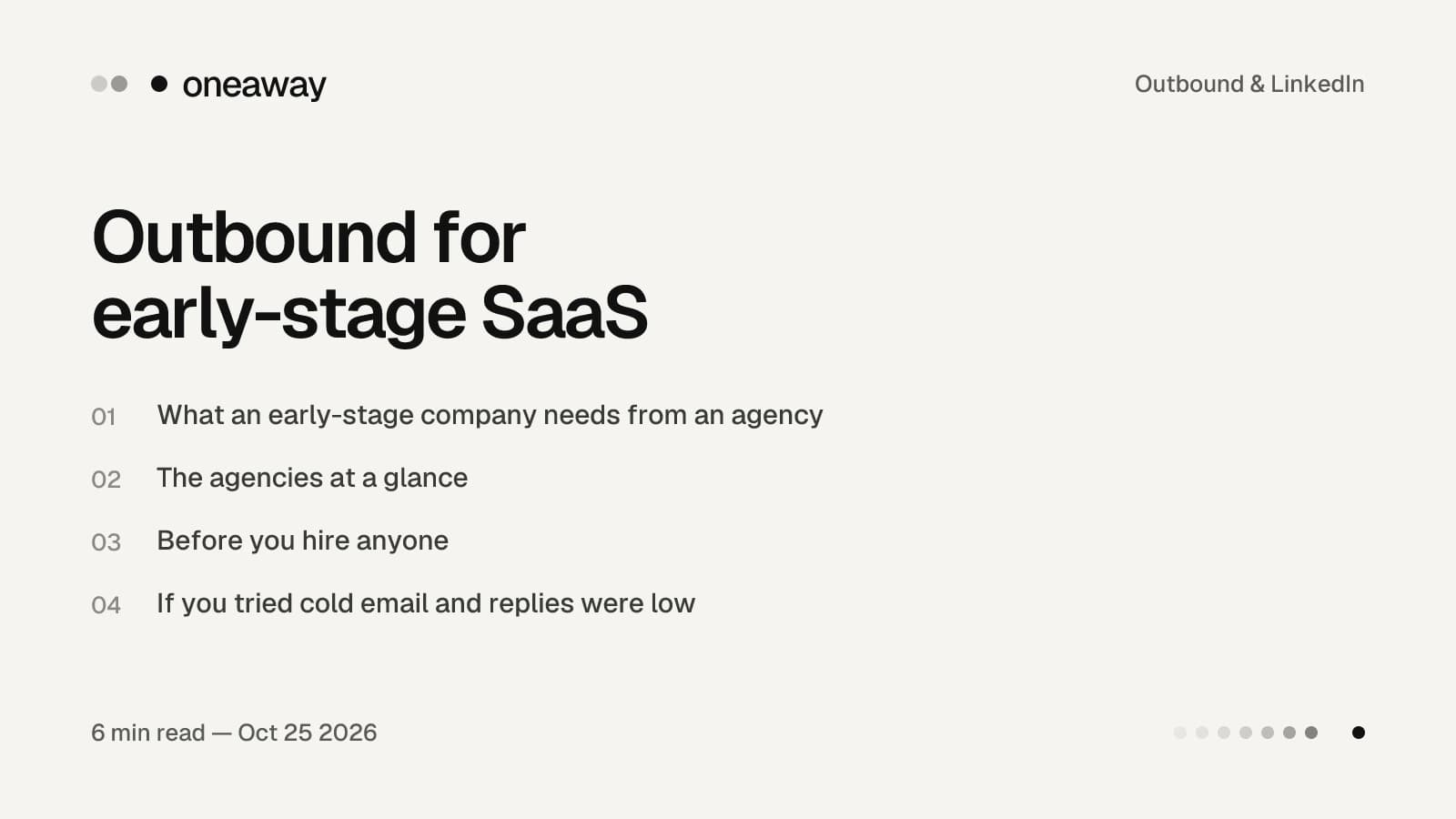 Best outbound agencies for early-stage SaaS in 2026: who builds the sending setup from zero, starting prices, terms and fit rules.